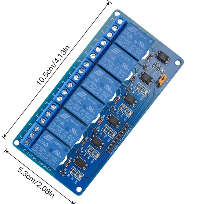 RDS Electronics-6 Channel DC 5V 12V 24V Relay Module with Optocoupler Insulation Relay Expansion Board