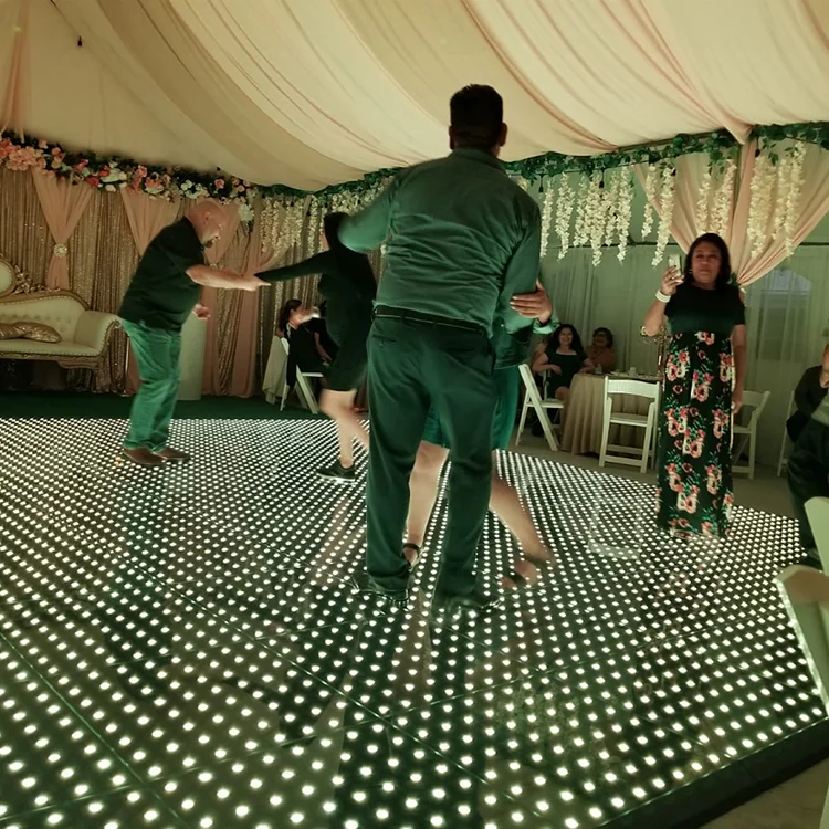 used wireless portable disco stage white  wedding led starlit digital video dance floor screen hire prices