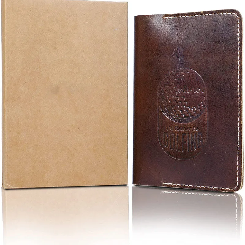 Refillable Golf Scorecard Book Cover Leather Golf Yardage Book Scorecard Holder