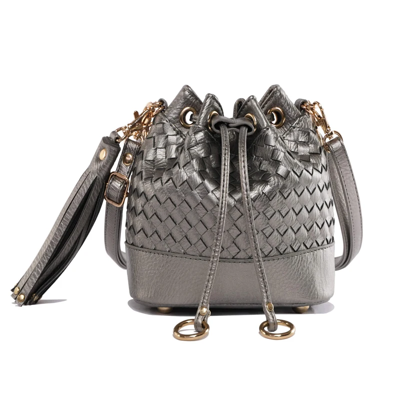 
Fashion Weave Bucket Bags Women Woven Drawstring Bucket Bag Classic Ladies Crossbody Handbag For Daily Life 