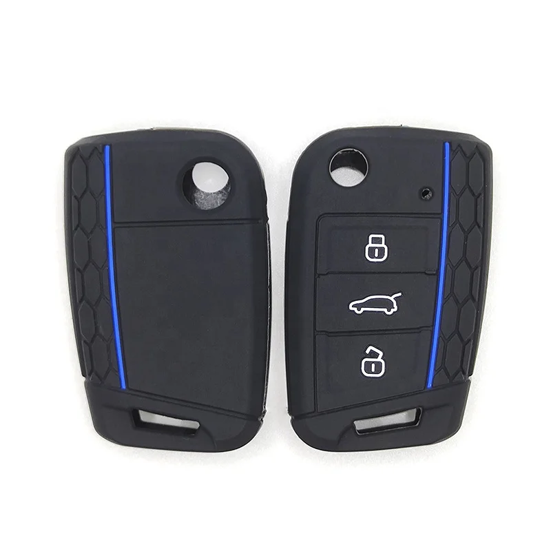 Silicone car key case cover for VW Skoda Octavia A7 Volkswagen Golf7  GTI 7 Golf R R20 MK7 MKVII  silicone car key holder