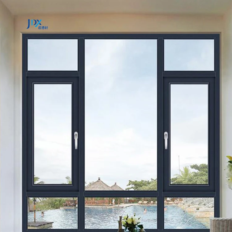 Weather Stripping Frameless Thermal Break Wind Out Double 56 Broken Bridge Teak Wood Tilt And Turn Aluminum Casement Window