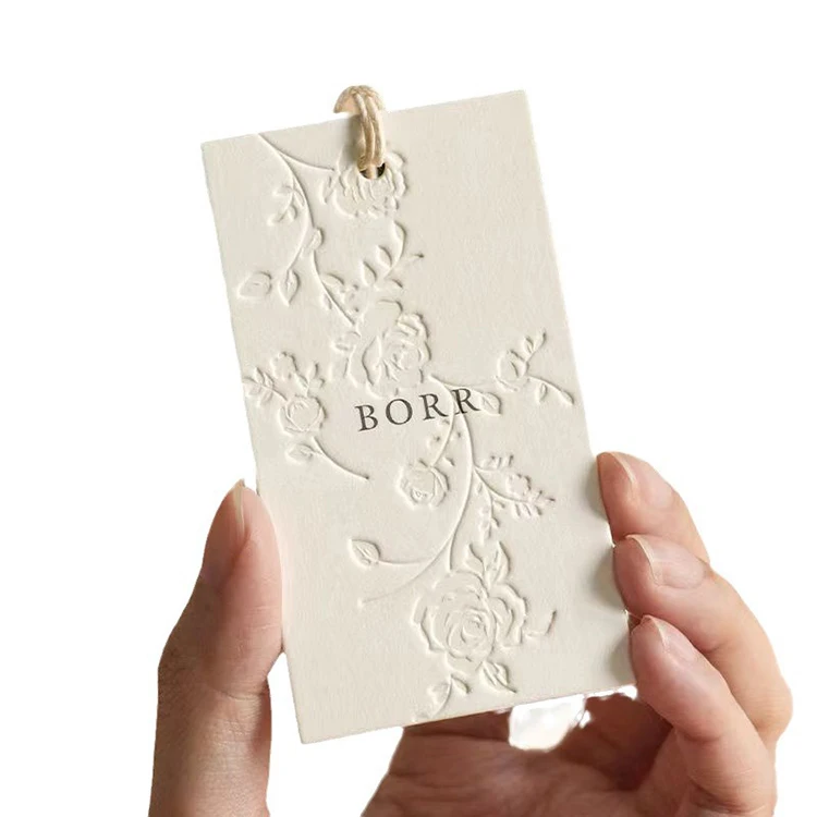 Luxury Embossed Paper Custom Swing Apparel Accessories Garment Hang Tags for Clothing with String