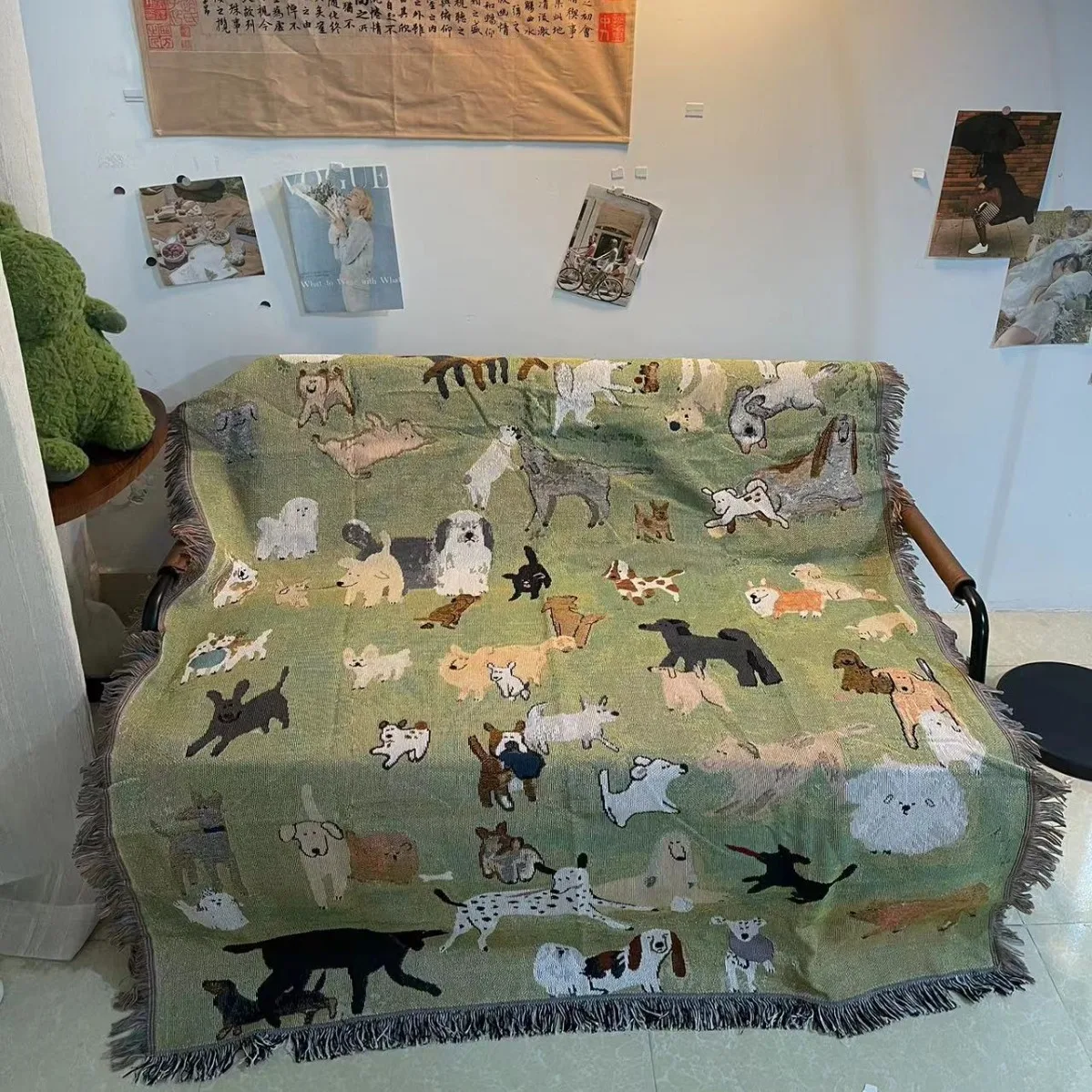 animal dogs custom vintage jacquard woven throw rug home decor blanket