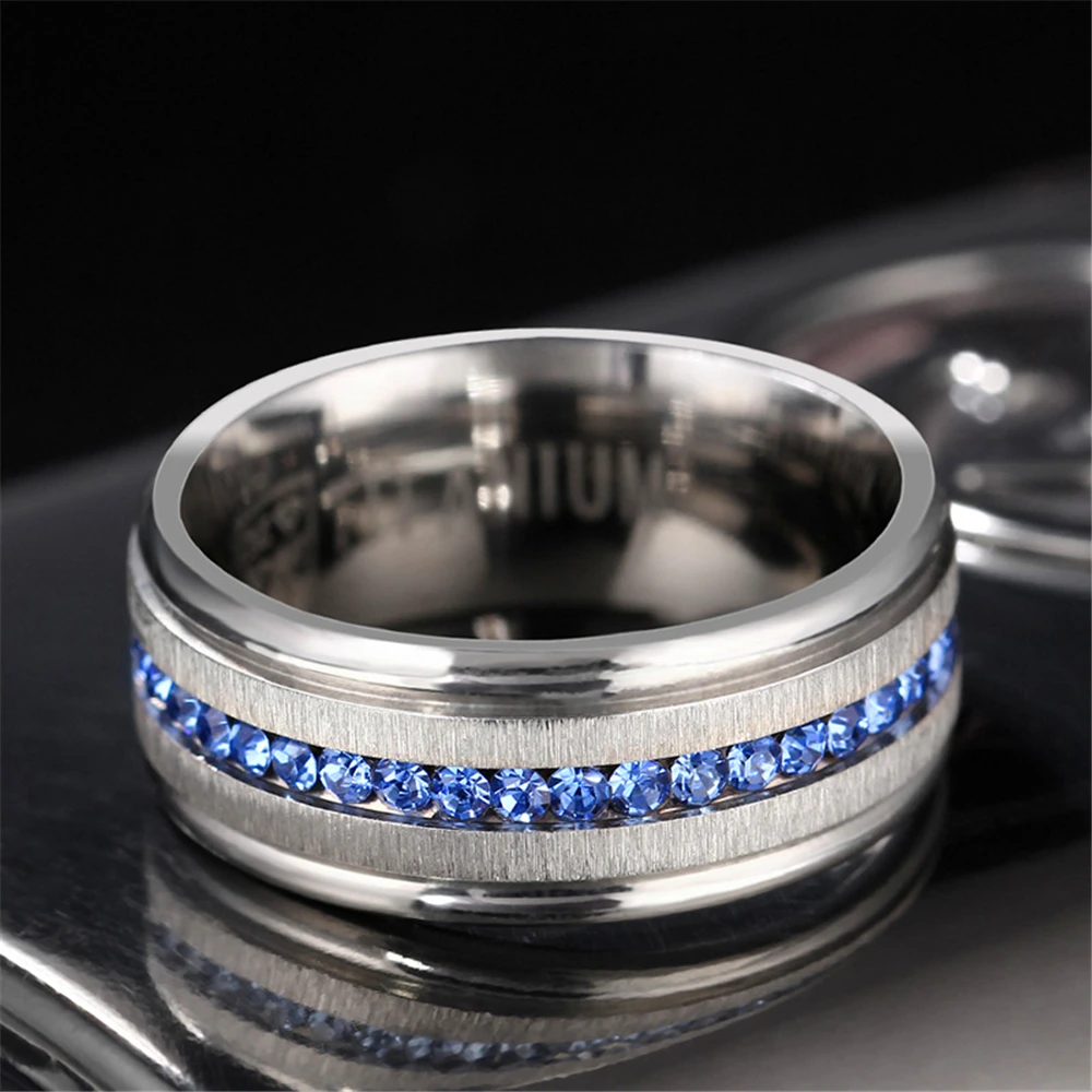 Fashion 8mm chunky Classic Long Strips finger Ring Male Stainless Steel Jewelry Wedding Ring For Mens And Woman