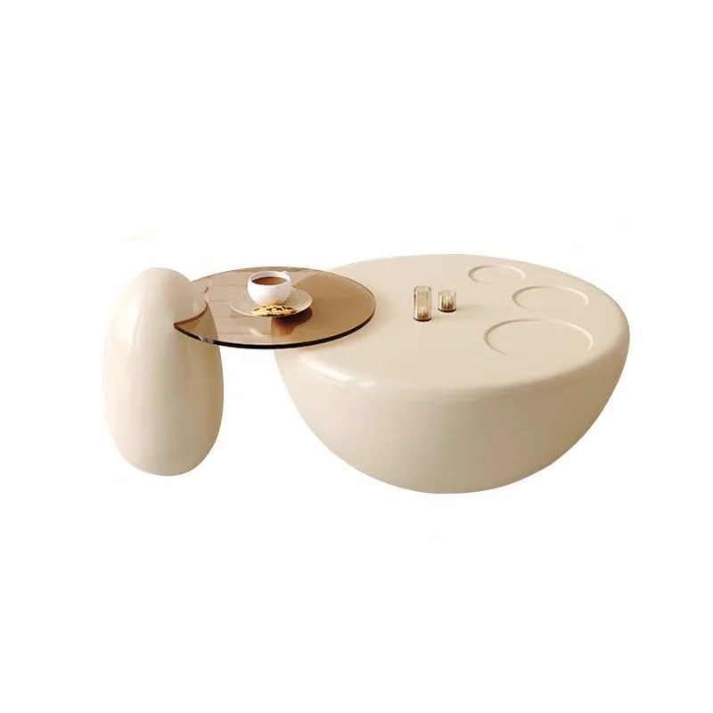 Simple Round Modern Cream Style Living Room Small Apartment Internet Creative Design Coffee Table