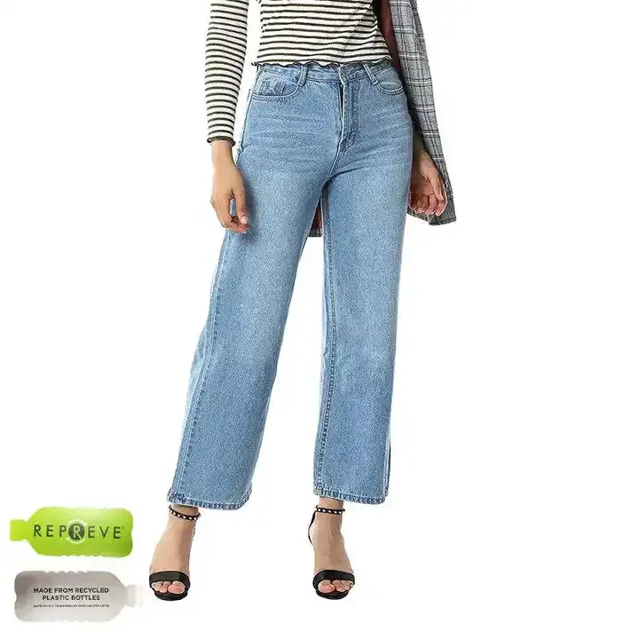 Hot Sale Sustainable Denim Skinny Jeans Ladies Men Recycled Repreve Polyester Jeans