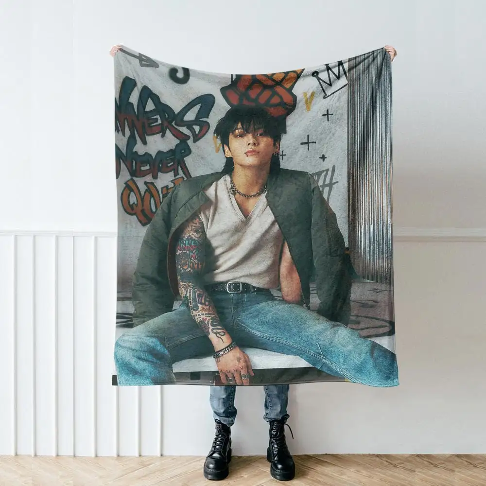 BTS Jungkook Kpop одеяло JK Золотой альбом пользовательские фото одеяла супер мягкие фланелевые Sherpa