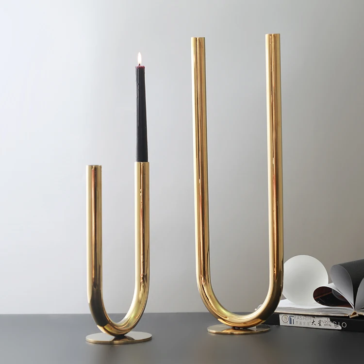 Gold candlestick stands stainless steel craft iron candlestick