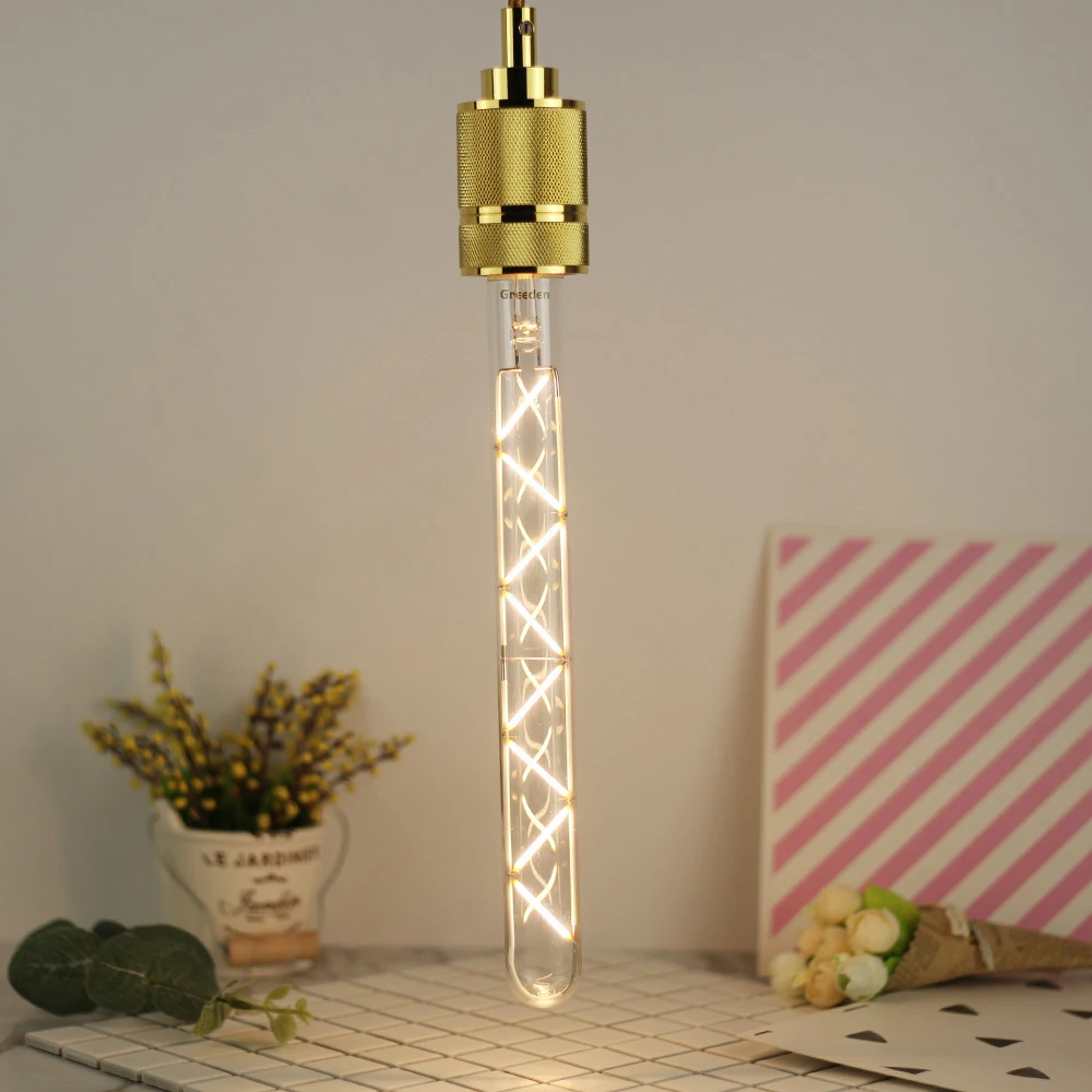 Greeden 300mm length 2w 4w 6w 8w 10w T10 T9 Tubular shape Edison Style Vintage led filament light bulb