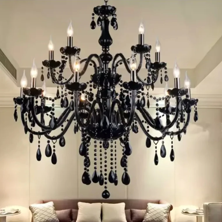 Trending Chandelier Lamps Black smoke Candle 11-light modern Unique crystal chandeliers for dining room