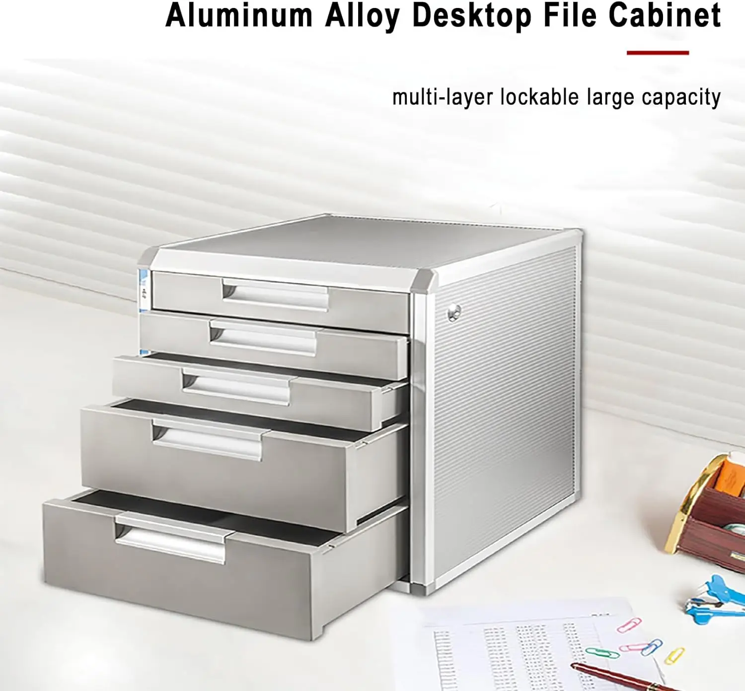 five-layer metal desktop file cabinet office data organizing storage box drawer with lock large capacity high quality
