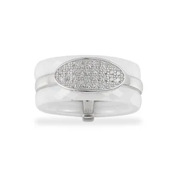 Fashion Simple Design White Ceramic Ring Cubic Zircon Ceramic Rings for Women Engagement Wedding Jewelry Cheap Price