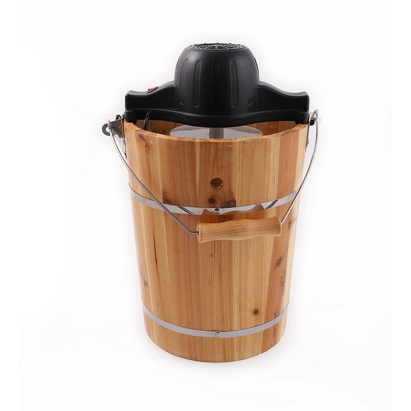6 QT 220V Traditional Durable Home Use Wooden Electric Portable Mix Frozen Fruit Yogurt Ice Cream Maker