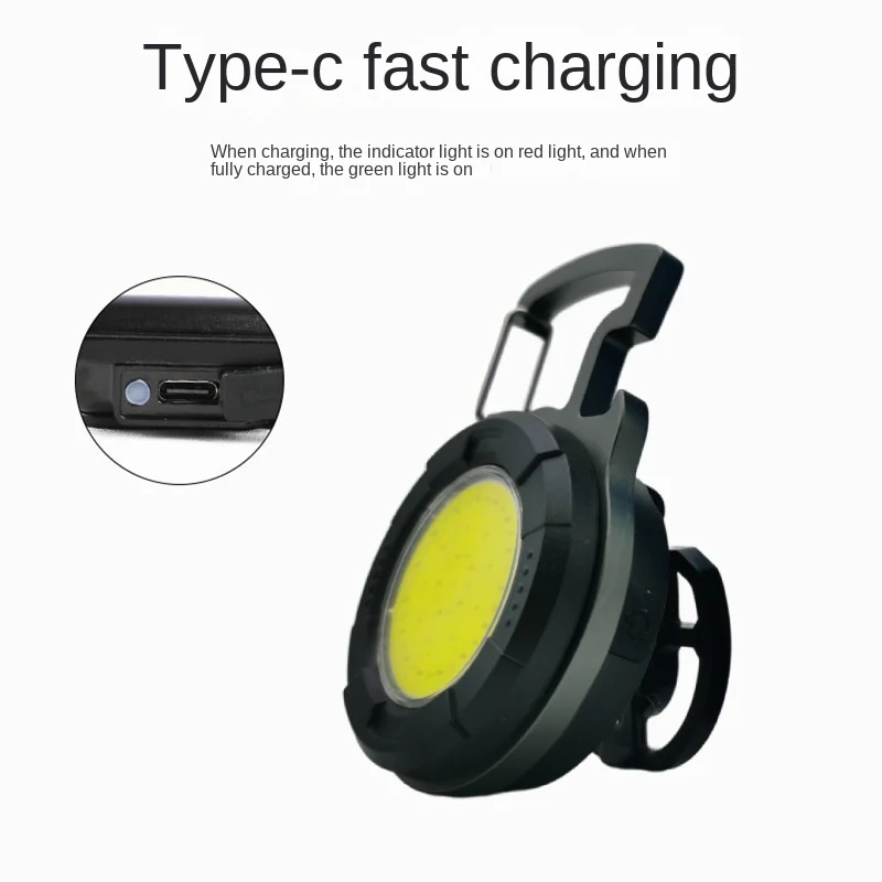 COB Small Keychain Work Light 1000Lumens Rechargeable Keychain Mini Flashlight with Bracket Bottle Opener