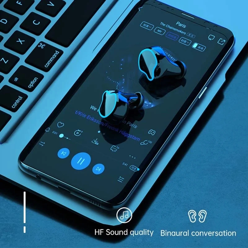 M9 Flashlight Mirror Earphone 3500Mah Battery Version 5.1 Headphone Waterproof Earbuds with LED Display