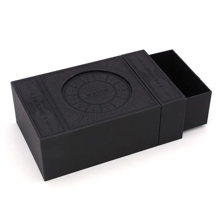 Watch case packaging latest design black pull automatic lift watch storage box