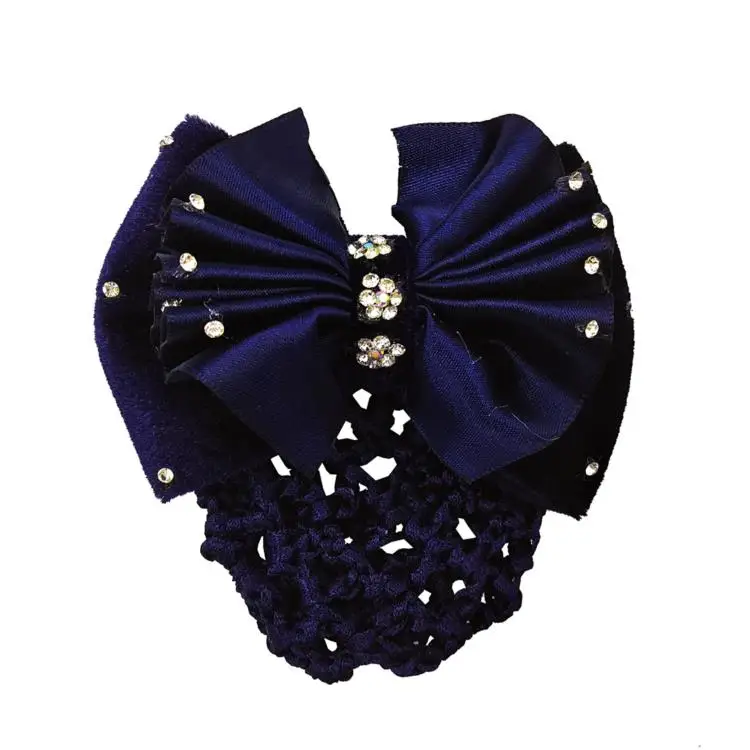HC370 Classic Bow Net Hair Clip Magic Hair Clip Fabric Bow Hair Accessories with Rhinestone For Girl