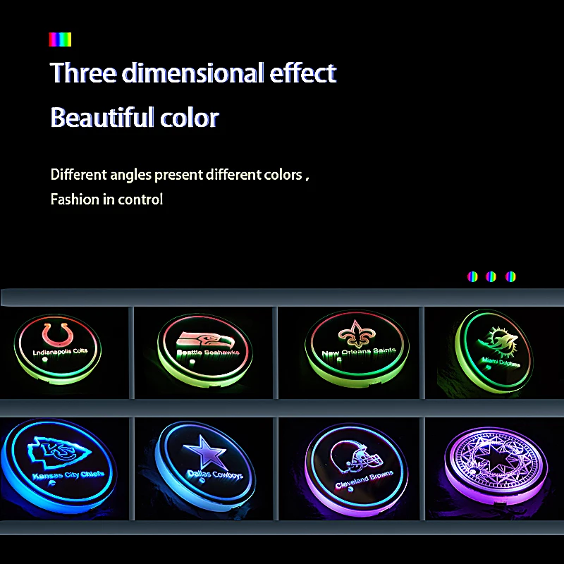 RGB Colorful LED Cup Coaster Pad Lamp Waterproof Car Cup Holder Mat Lights Custom for Chevrolet cruze colorado CR2032 Trailblaze