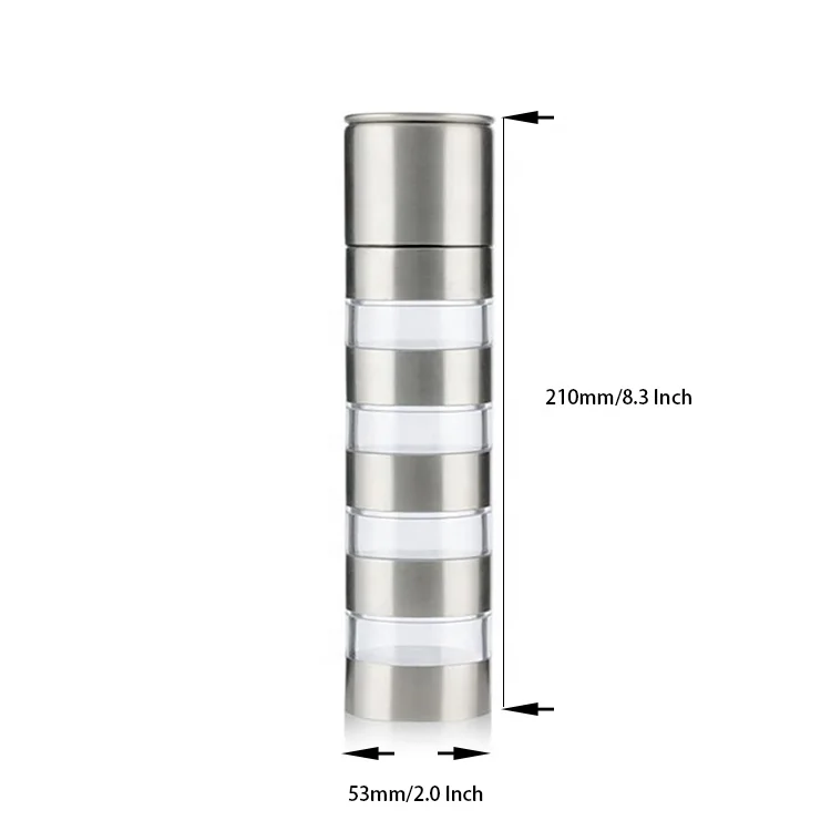Detachable 4 in 1 Adjustable Stainless Steel Spice Grinder With Adjustable Ceramic Coarseness