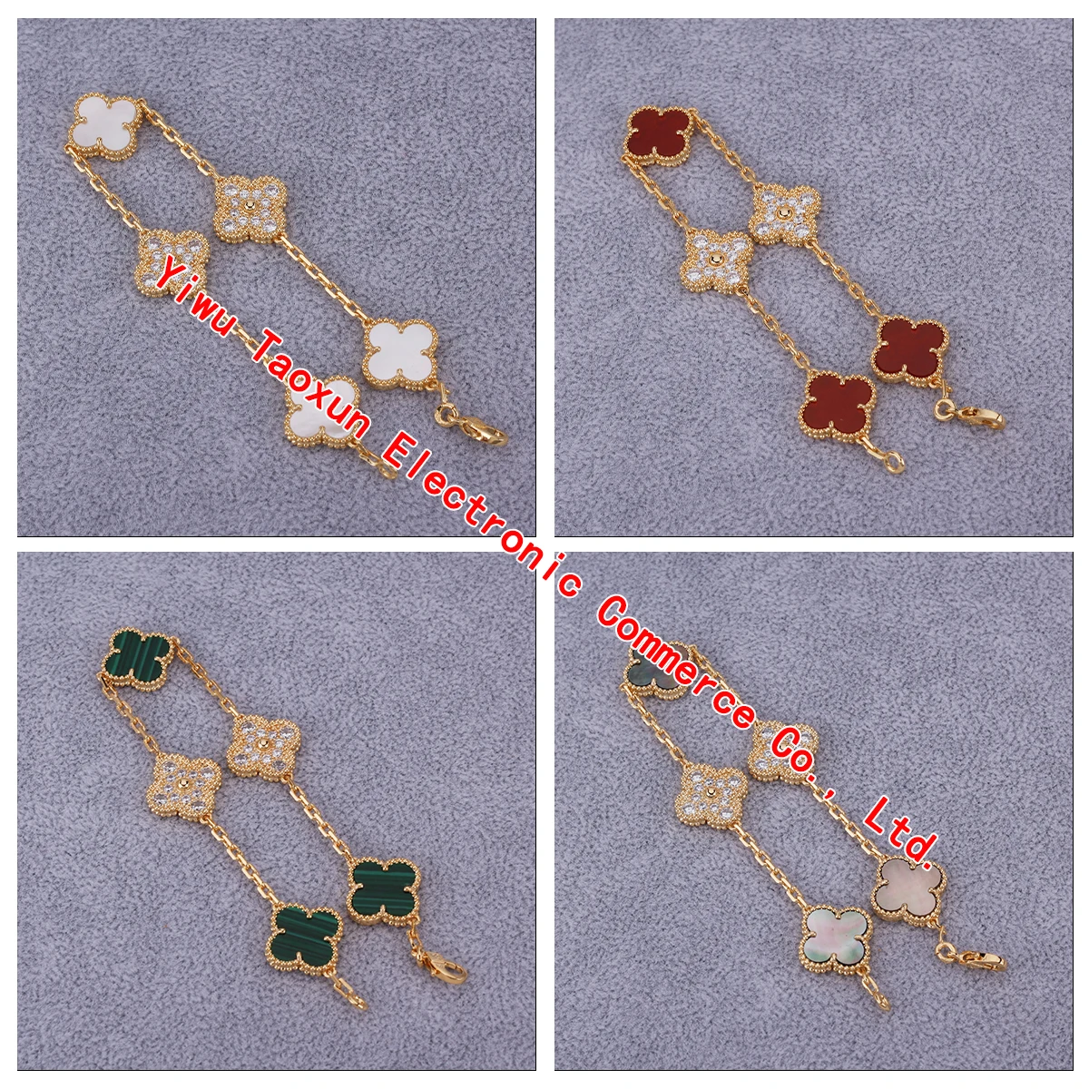 Charming Fashion High Grade Jewelry Onyx Laser Diamonds Flower Bracelet S925 Silver 18K Gold Plated Lucky bangle Party Gift