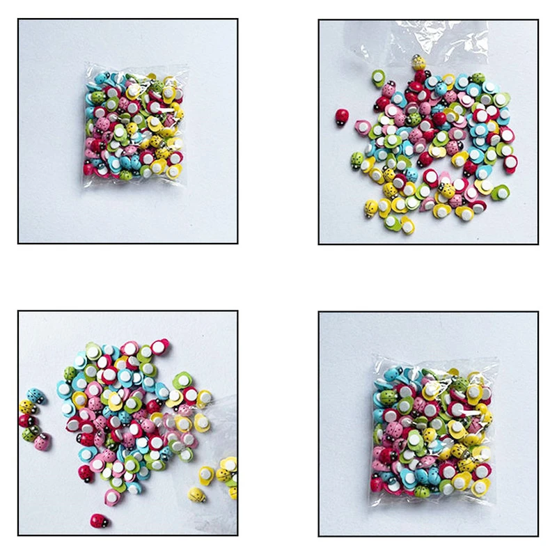 Wooden colorful bee patch handmade decorative for kids mix color bee small red ladybug painted wood material for decoration