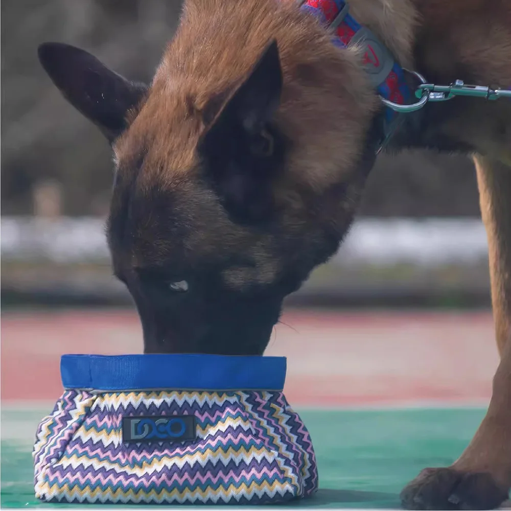 Eco Friendly Recycled Reflective Pet Bowls Foldable Waterproof Cloth Portable Travel Magnet Folding Multifunctional Dog Bowl