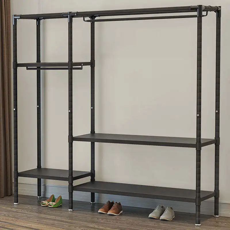 Wholesales Cheap Metal Fabric Wardrobe Sliding Door Non Woven Clothes Wardrobe 4 Layers Partition Storage Wardrobe