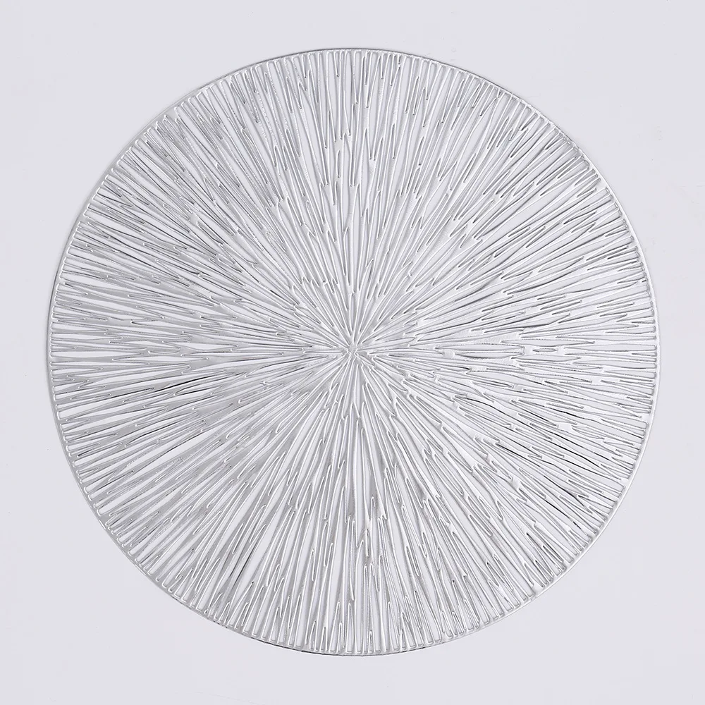 2023 Popular Wholesale gold wedding sunflower seed PVC round washable rattan placemats for dining table