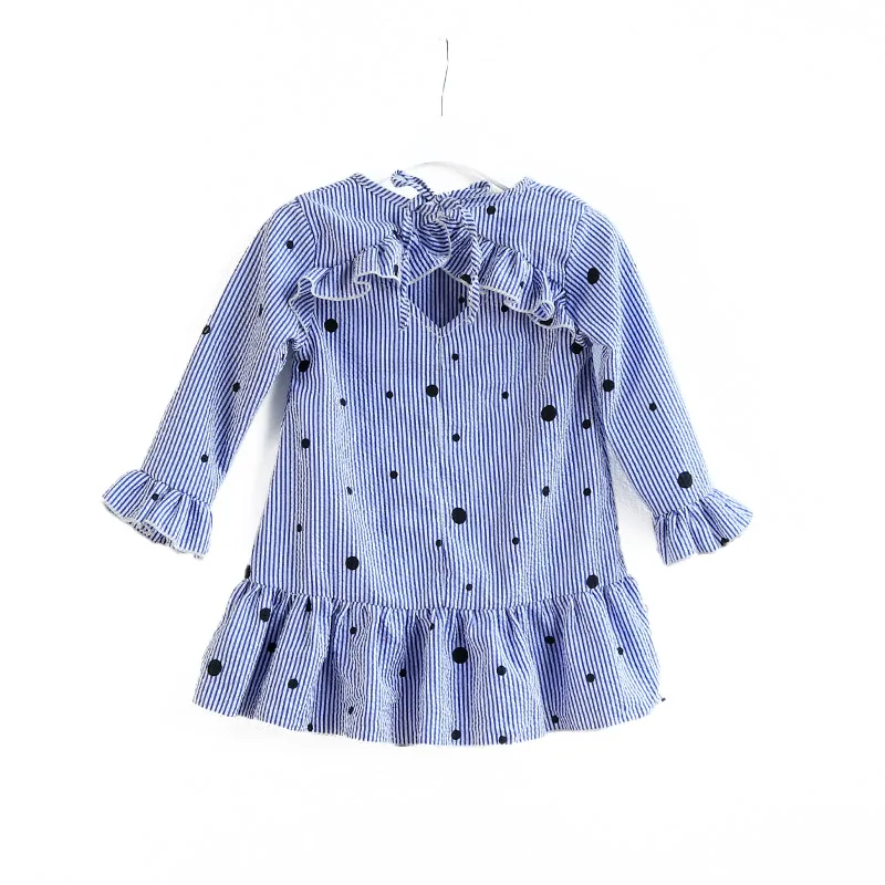 Popular Fashion Organic Cotton Children Clothing  Long Sleeves Casual Baby Girls Blouse With Ruffles Baby Girls Top