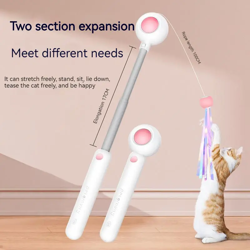 Hot new cat toys Retractable Fun cat teaser stick Cat interactive toy Feather toy with replaceable head