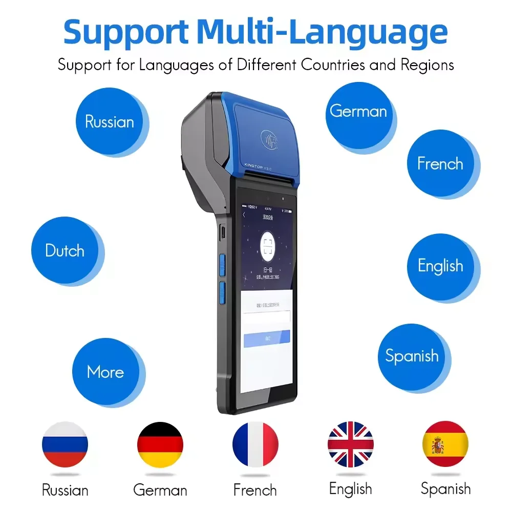5.5 inch Mobile Handheld Android POS system Mobile Touch Screen android pos terminal with printer queue V510