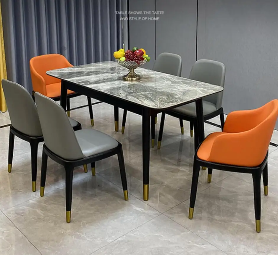 ULT-TY05 Modern rectangular dining table chair set Easy clean slate top dining tables set 6 seater