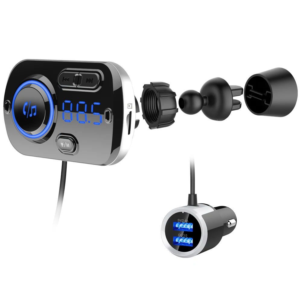  Цветной окружающий свет Bluetooth 5 0 USB MP3 плеер автомобильное зарядное устройство FM передатчик Handsfree автомобильный музыкальный