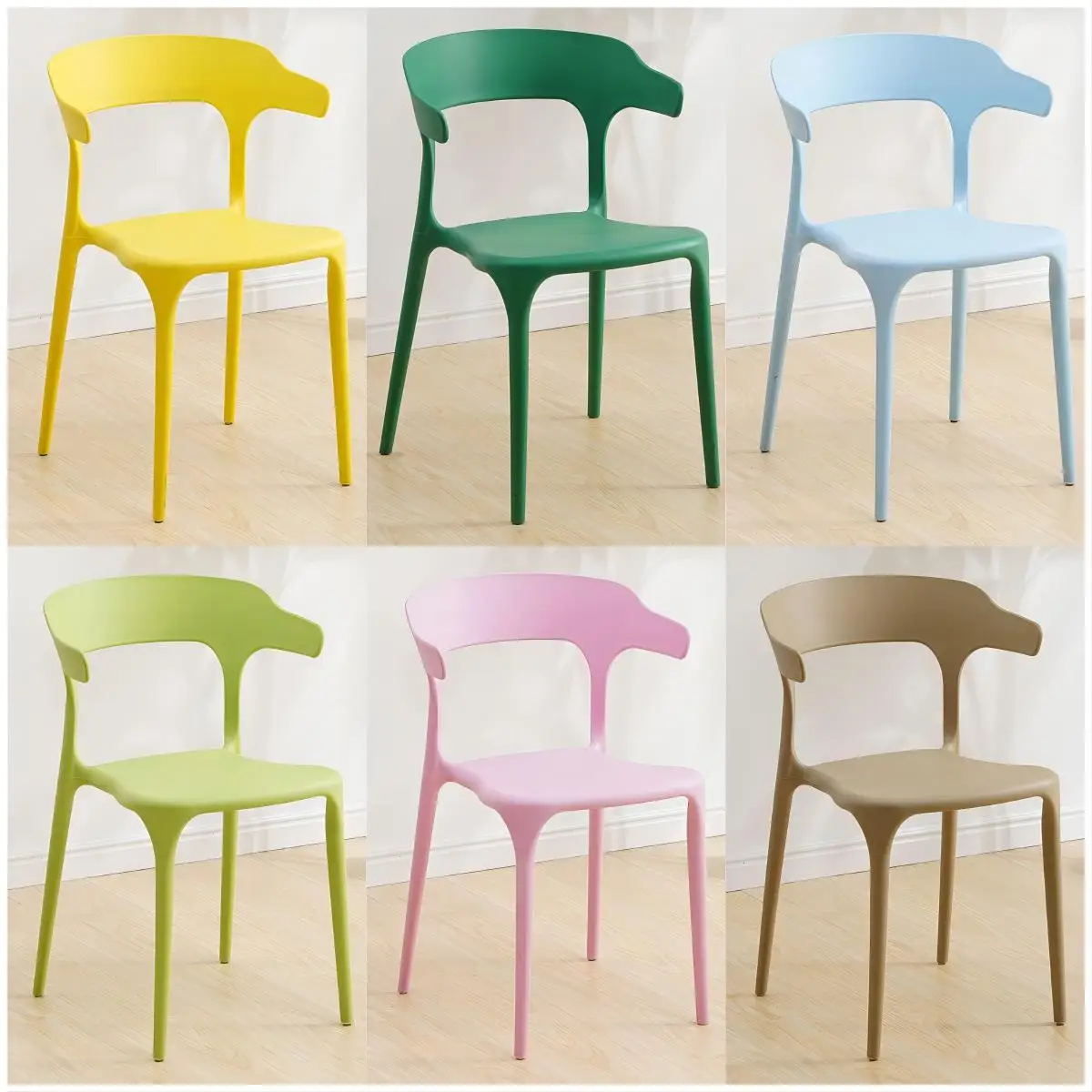 Horn stackable chair back desk stool dining chair home plastic lazy casual simple Nordic office chair
