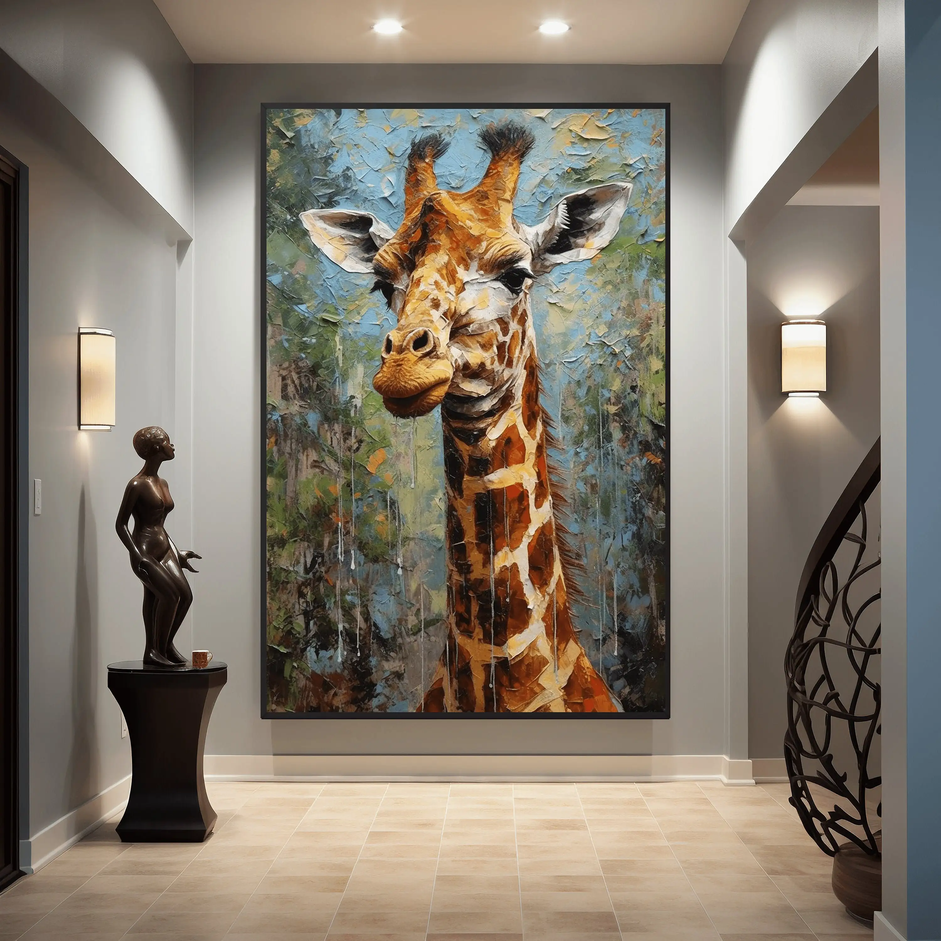 Giraffe Abstract Art Framed Poster Print Wall Art Animal Wall Decoration Crystal porcelain painting