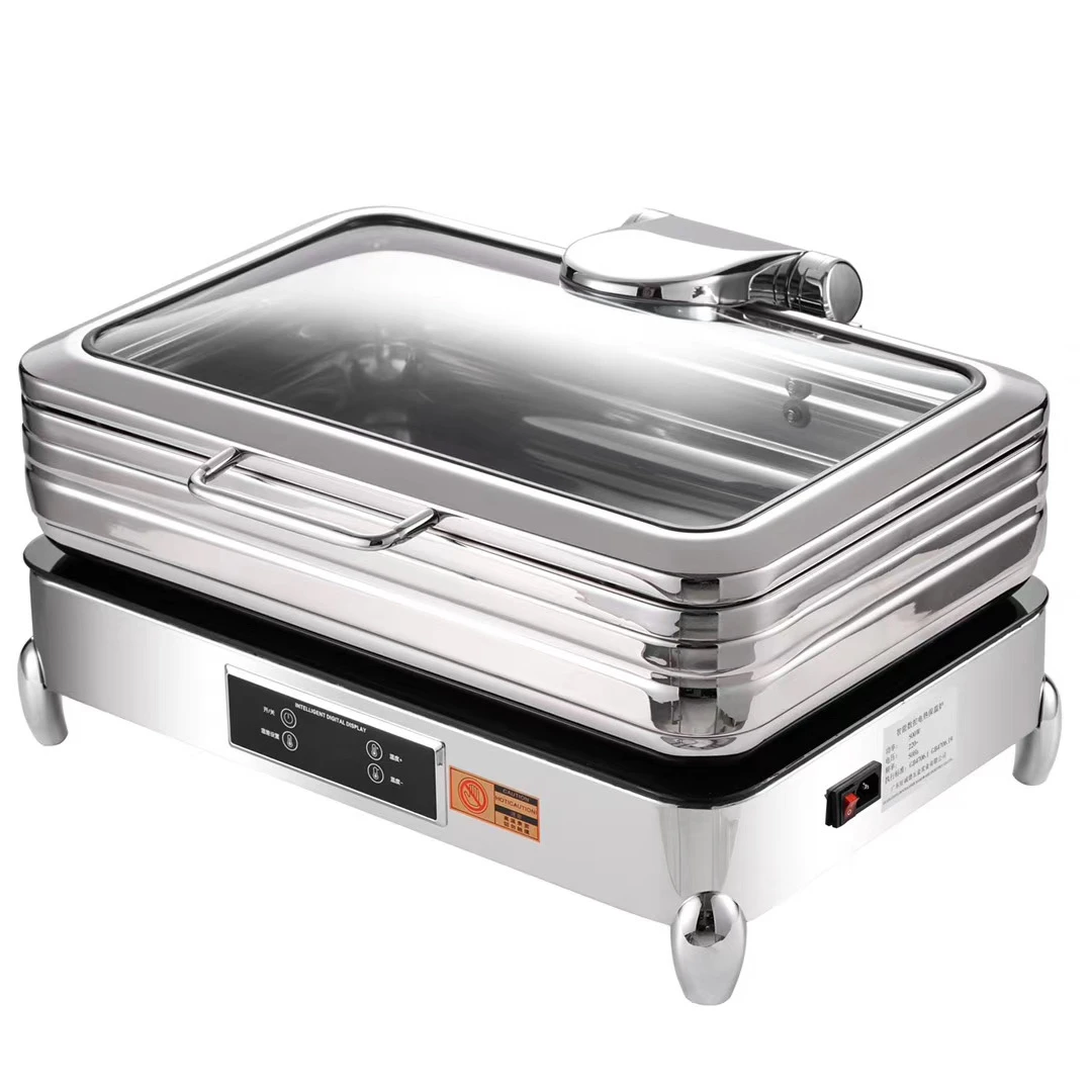 luxurious commercial stainless steel chafing dish electric touch panel buffet food warmer with many designs for high-end hotel