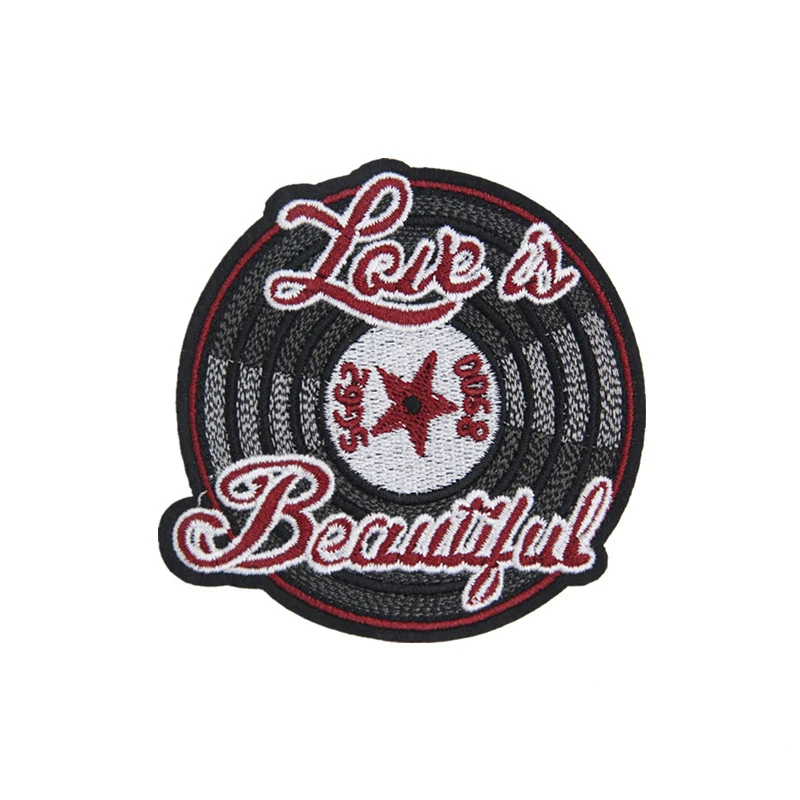 Custom Popular Embroidered Guitar Headphone Notes Musical Instrument Rock Music Iron On Patches For Trucker Hat With Patch