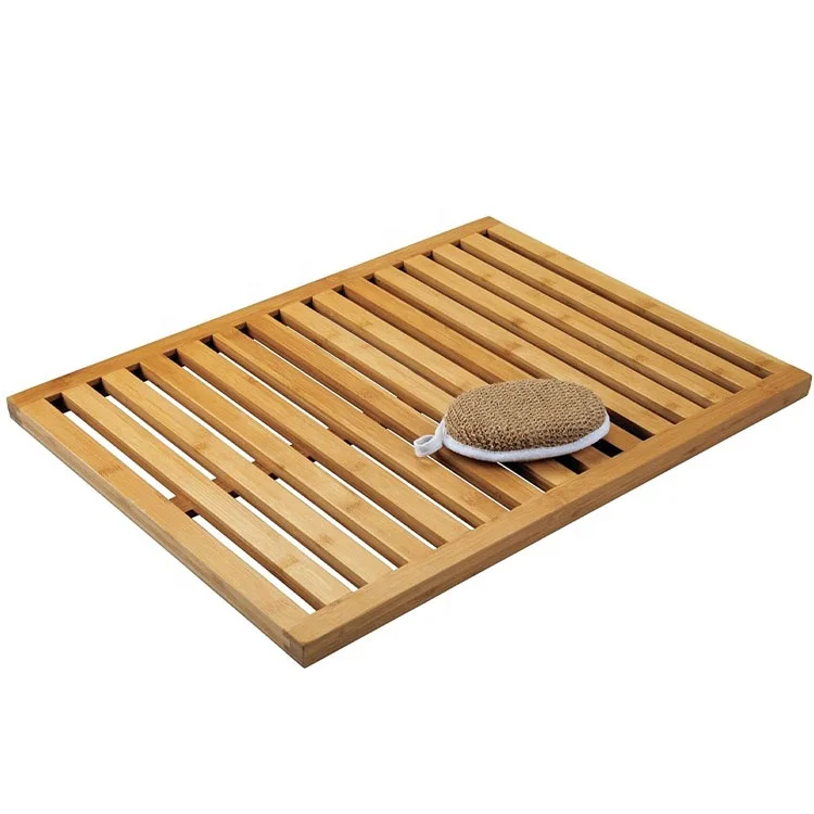 Wholesale Bamboo Non-Slip Large Rectangular Spa Bath Mat for Bathroom Showers, Bathtubs or Floors