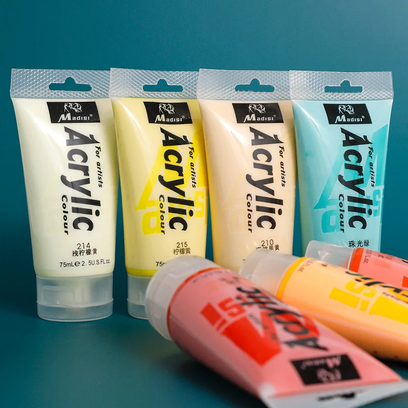 Low price supply 75ml Good Quality Plastic Multicolor Tube Beginner Acrylic Paint Color