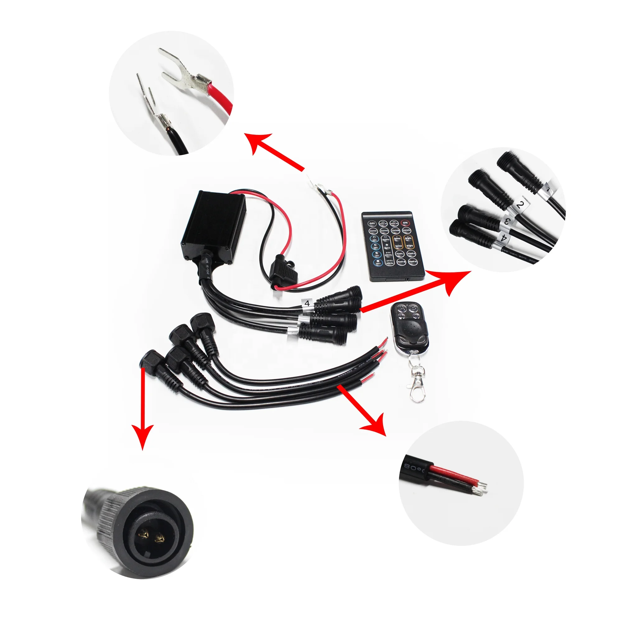 Wireless Dual Remote single color 4 key 24key wheel light Remote Controller Kit for rock light