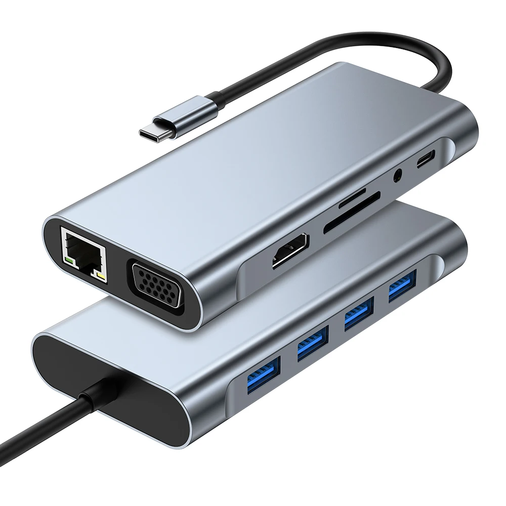 USB C Docking Station Dual Monitor 11 in 1 USB-C Laptop Docking USB Type C Hub Multiport Adapter Dongle