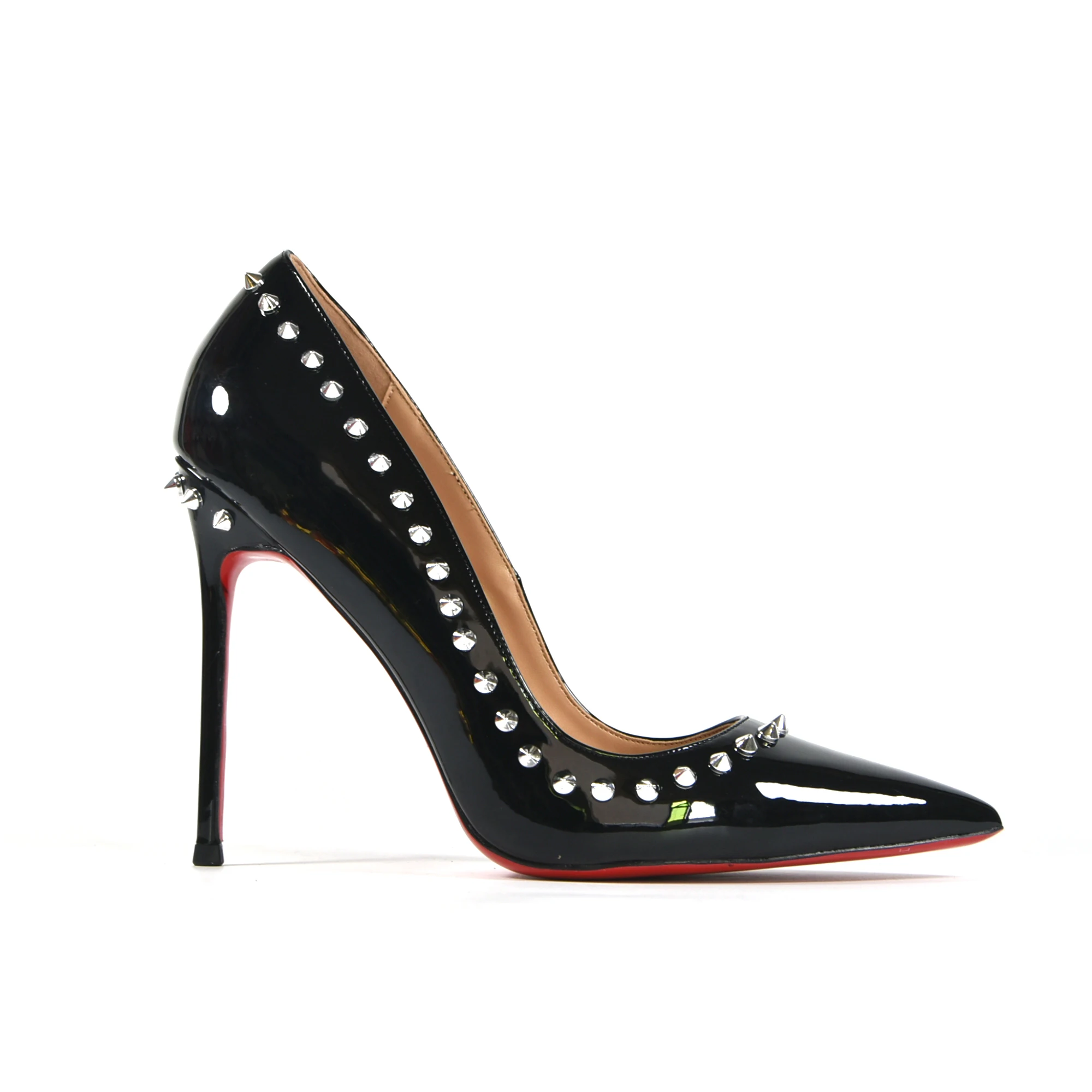 BUSY GIRL SR1001 New Heels Dress Shoes Women Pumps with Rivet studded Big Size 14 High Heel Sandals Luxury for