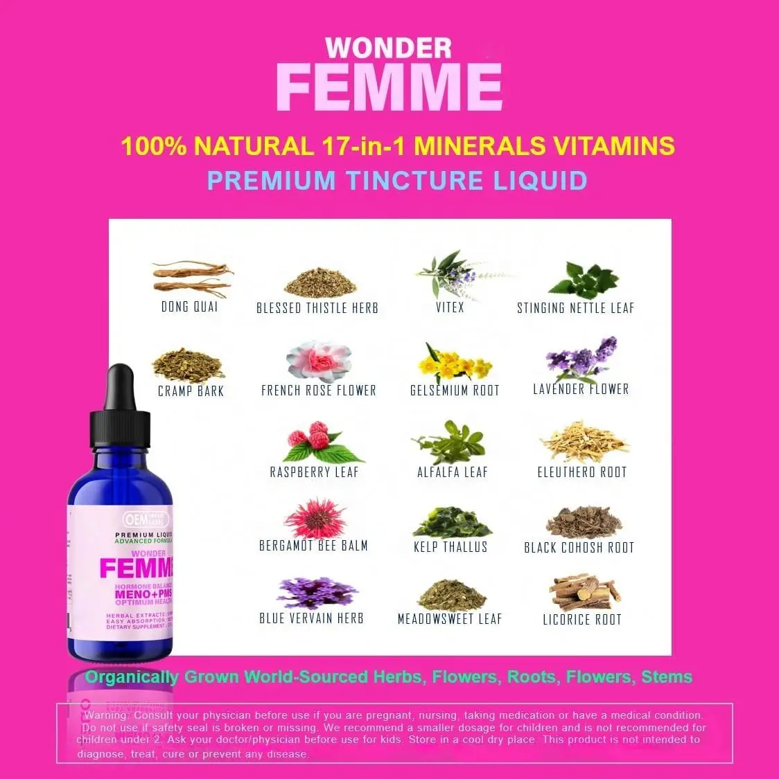 Menopause Supplement Drop With Dong Quai Licorice Root Women Hormone Balanced PMS Menopause Liquid Extract Anti Ageing OEM