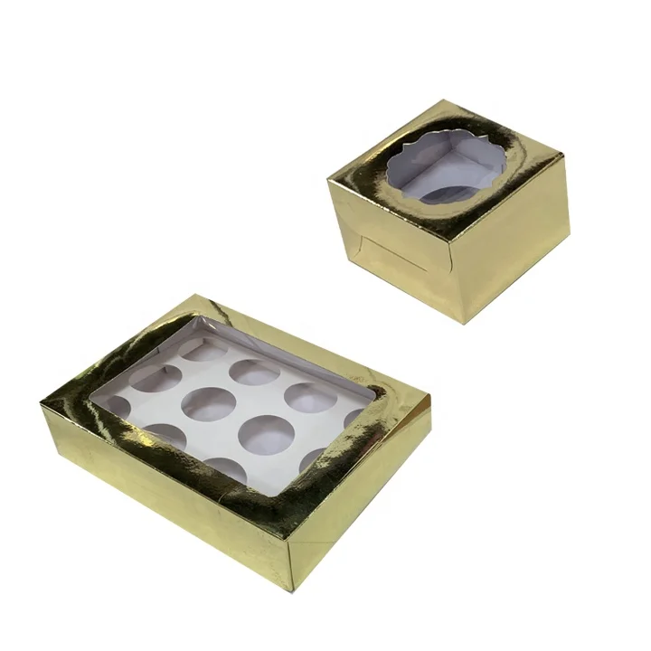 wholesale custom Cupcake Boxes with Inserts12 holds cake carrier with window cake packaging box