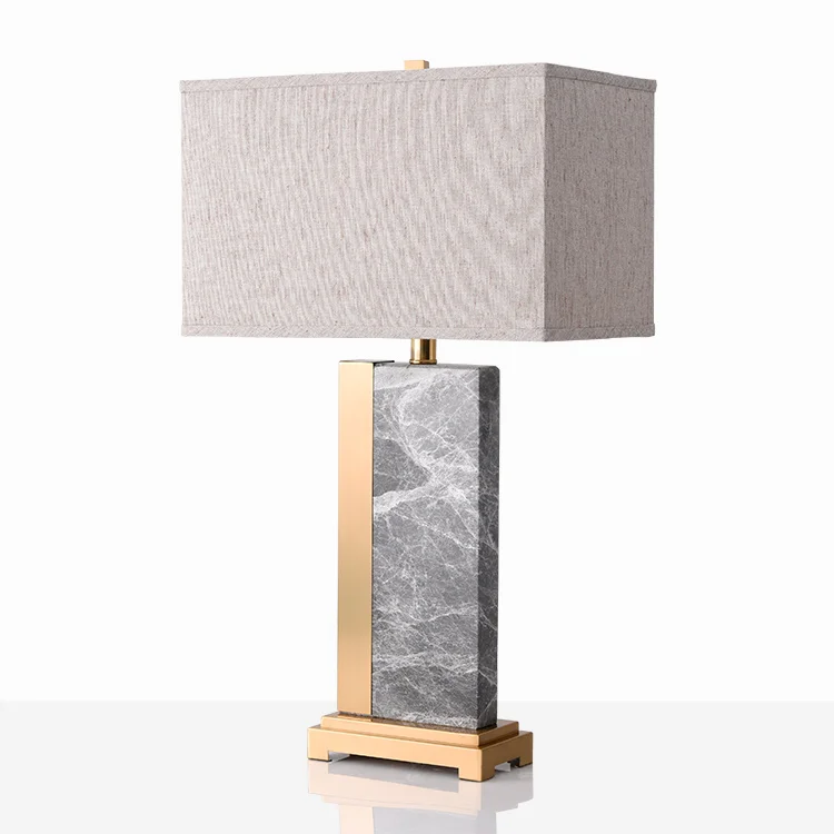 High-End Customizable Desk Lighting Natural Travertine Marble Stone Base Living Room Bedroom Bedside Dimmable Table Lamp
