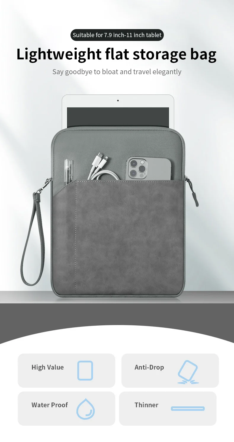 Lightweight Sleeve Laptop Bags PU Leather Pouches For Huawei 7.9 8.4inch 9.7 11inch Universal Tablet Case For iPad Air Pro Mini