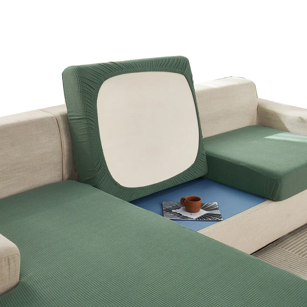 Waterproof Slipcover Sofa Cushion Cover Solid Color Elastic Dustrproof Sofa Cover Waffle Half Bag Sofa Fitted Sheet