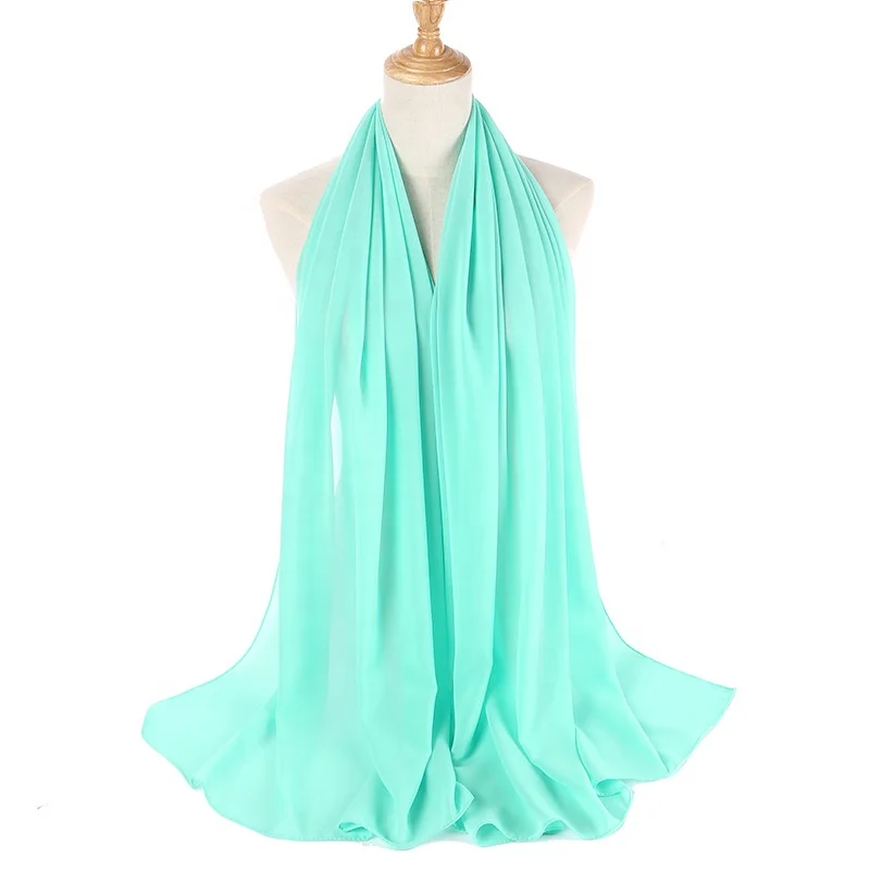 Wholesale Turkey Monochrome Chiffon Large Size Scarf Islamic Muslim Malaysian Women Wrap Hijab Shawl Instant Scarf