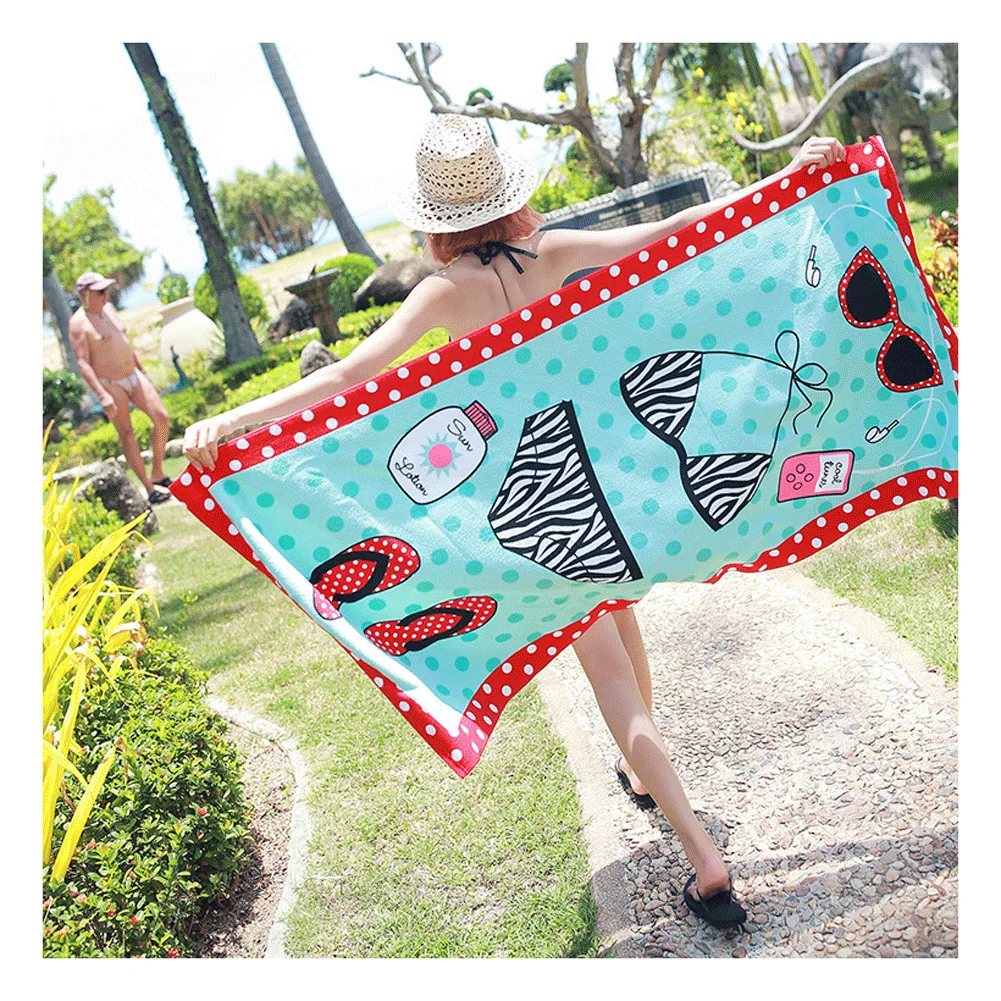Best selling popular high Quality microfiber printed beach towel soft Quick Dry beach towel lady design
